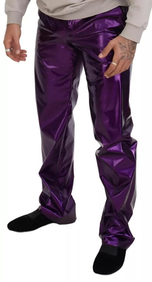 Dolce &amp; Gabbana Purple Shiny Men's Casual Pants