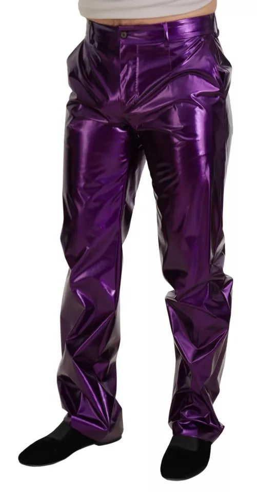 Dolce &amp; Gabbana Purple Shiny Men's Casual Pants