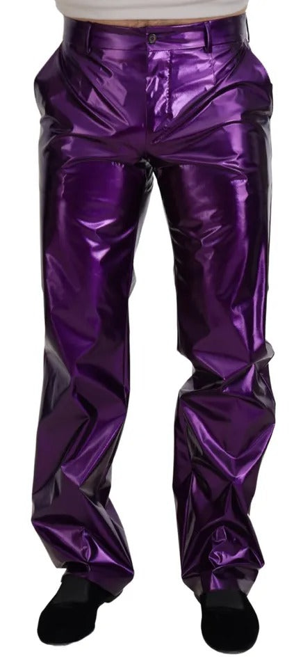 Dolce &amp; Gabbana Purple Shiny Men's Casual Pants