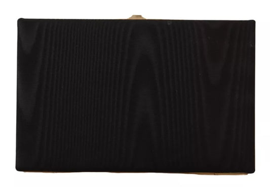 Dolce &amp; Gabbana Black Silk Gold Frame Clutch Evening Party käsilaukku