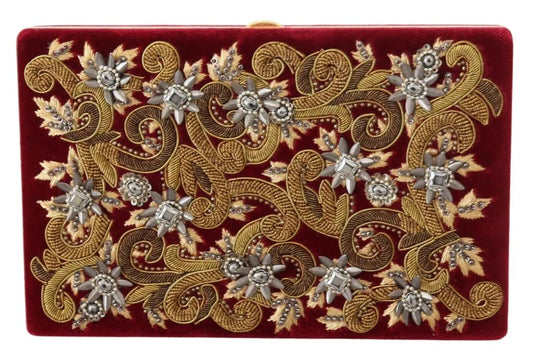 Dolce &amp; Gabbana Red Velvet Gold Frame Clutch Evening Party -käsilaukku