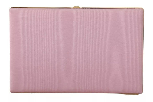 Dolce &amp; Gabbana Pink Silk Gold Frame Clutch Evening Party Handbag