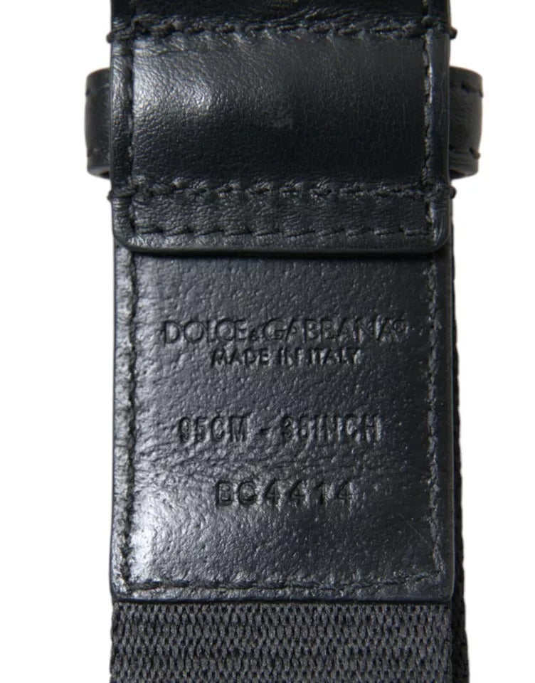 Dolce & Gabbana Schwarz Blau Leder Silber Metall Schnalle Gürtel