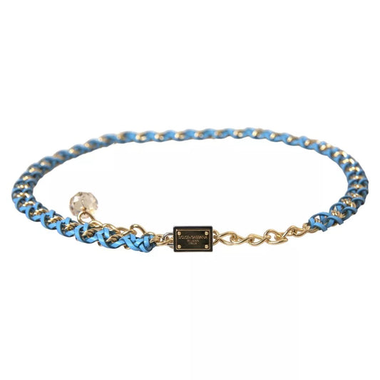 Dolce &amp; Gabbana Blue Braided Gold Brass Chain vyötärövyö