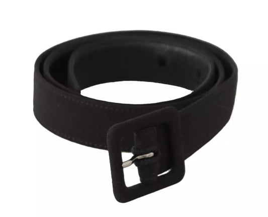 Dolce &amp; Gabbana Black Velvet Leather Logo Belt with Buckle