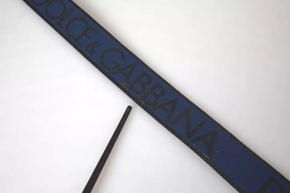 Dolce & Gabbana Blauer Leder Logo Druck Metallschnalle Männer Gürtel