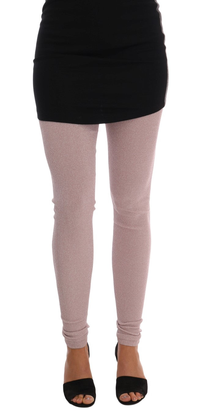 Dolce &amp; Gabbana Elegant pink mid-waist stretch trousers