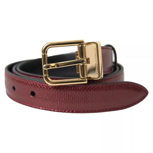 Dolce &amp; Gabbana Chestnut Brown Leather Belt with Gold Metal Buckle for Men