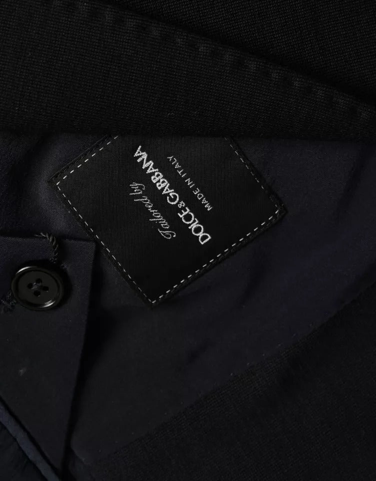 Dolce &amp; Gabbana Blue Wool Coat Single Breasted with Notch Blazer