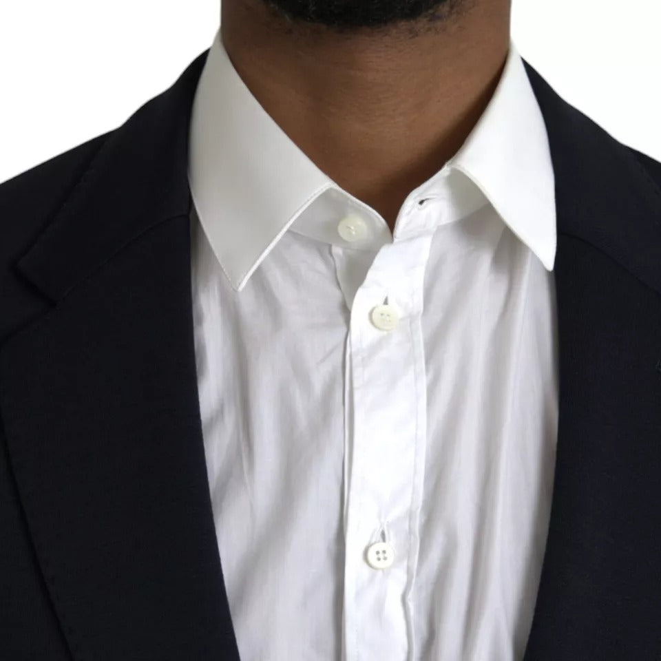 Dolce &amp; Gabbana Blue Wool Coat Single Breasted with Notch Blazer