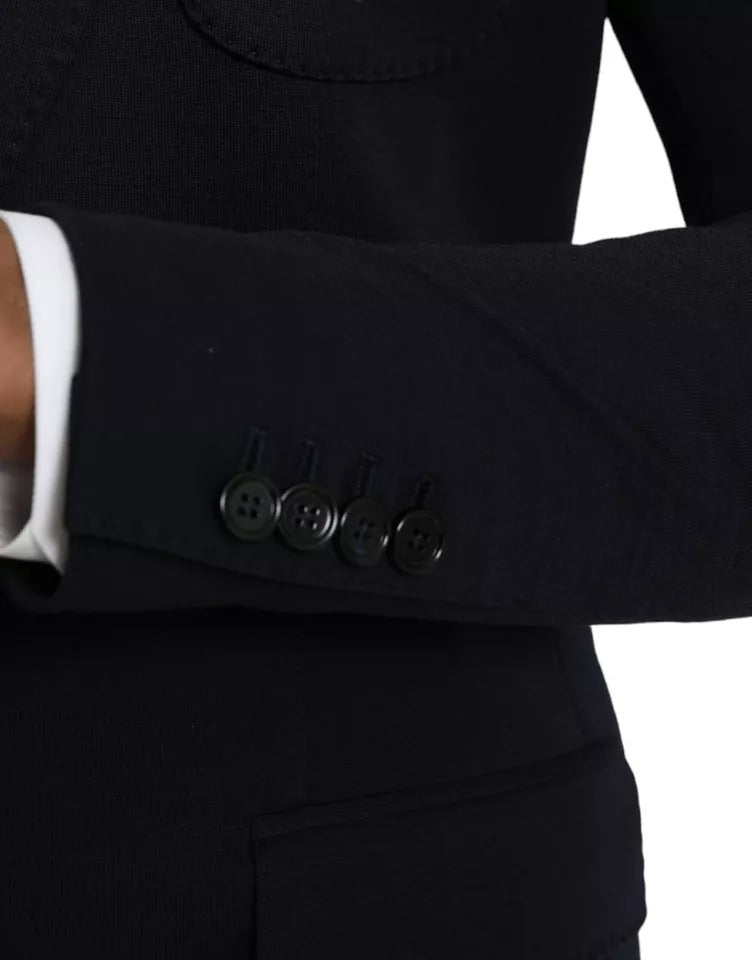 Dolce &amp; Gabbana Blue Wool Coat Single Breasted with Notch Blazer