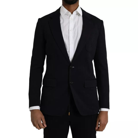 Dolce &amp; Gabbana Blue Wool Coat Single Breasted with Notch Blazer