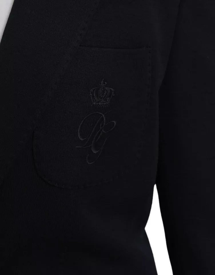 Dolce & Gabbana Blauer Wollmantel einreihig mit Kerbe Blazer