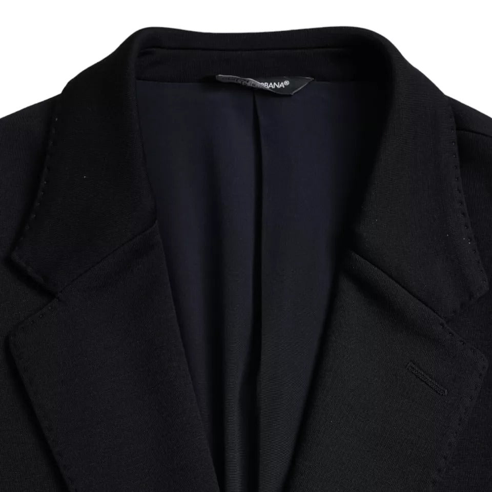 Dolce & Gabbana Blauer Wollmantel einreihig mit Kerbe Blazer