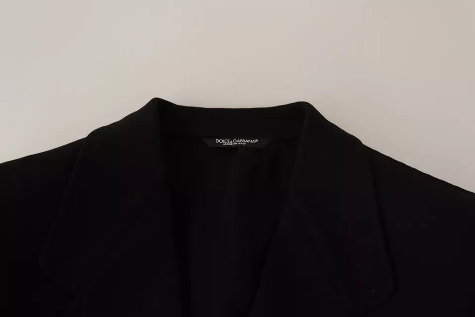 Dolce & Gabbana Schwarzer Wollmantel Slim Fit Jacke Blazer