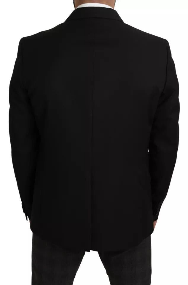 Dolce &amp; Gabbana Black Wool Slim Fit Notch Lapel Blazer