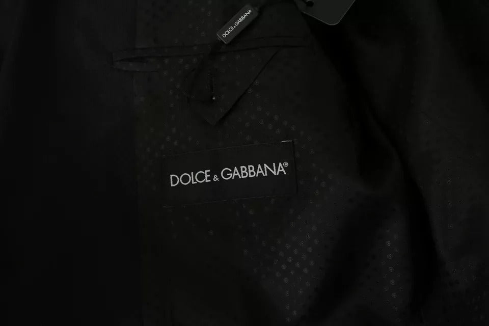Dolce &amp; Gabbana Black Wool Slim Fit Notch Lapel Blazer