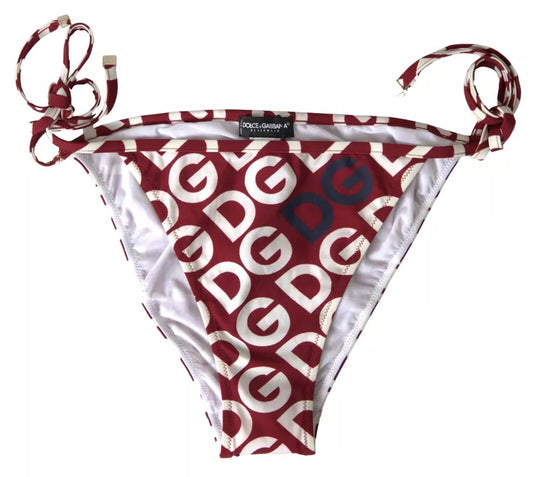 Dolce &amp; Gabbana Bordeaux DG Mania Print Bottom Beachwear Bikinit