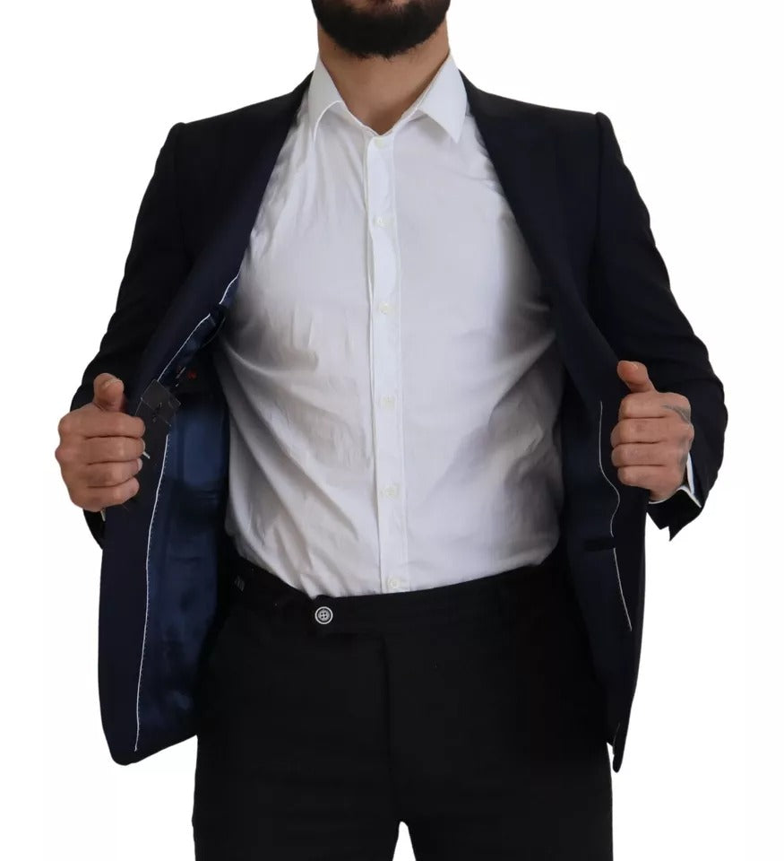 Dolce & Gabbana Blauer Wollmantel einreihig Männer Blazer