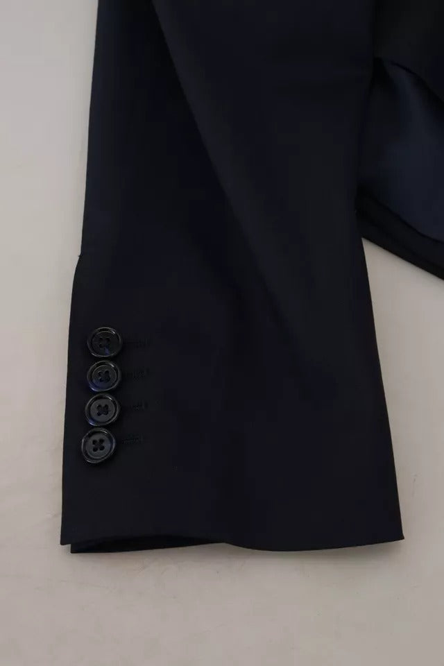 Dolce & Gabbana Blauer Wollmantel einreihig Männer Blazer