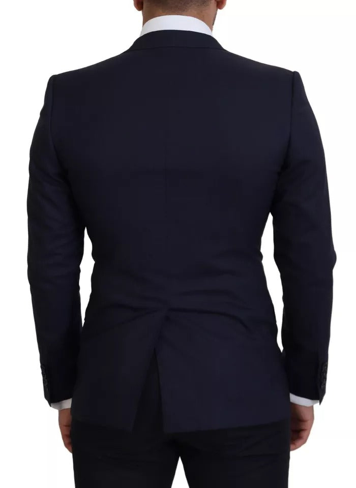 Dolce & Gabbana Blauer Wollmantel Slim Fit Formaler Mantel Männer Blazer