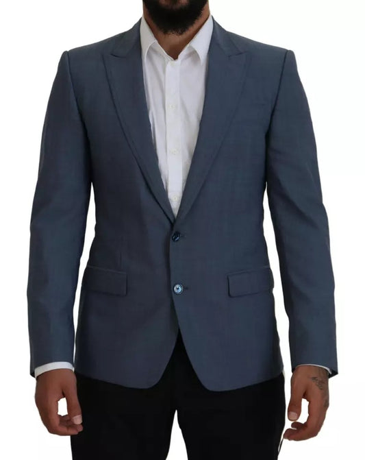 Dolce &amp; Gabbana Blue Stretch Slim Fit Jacket Blazer