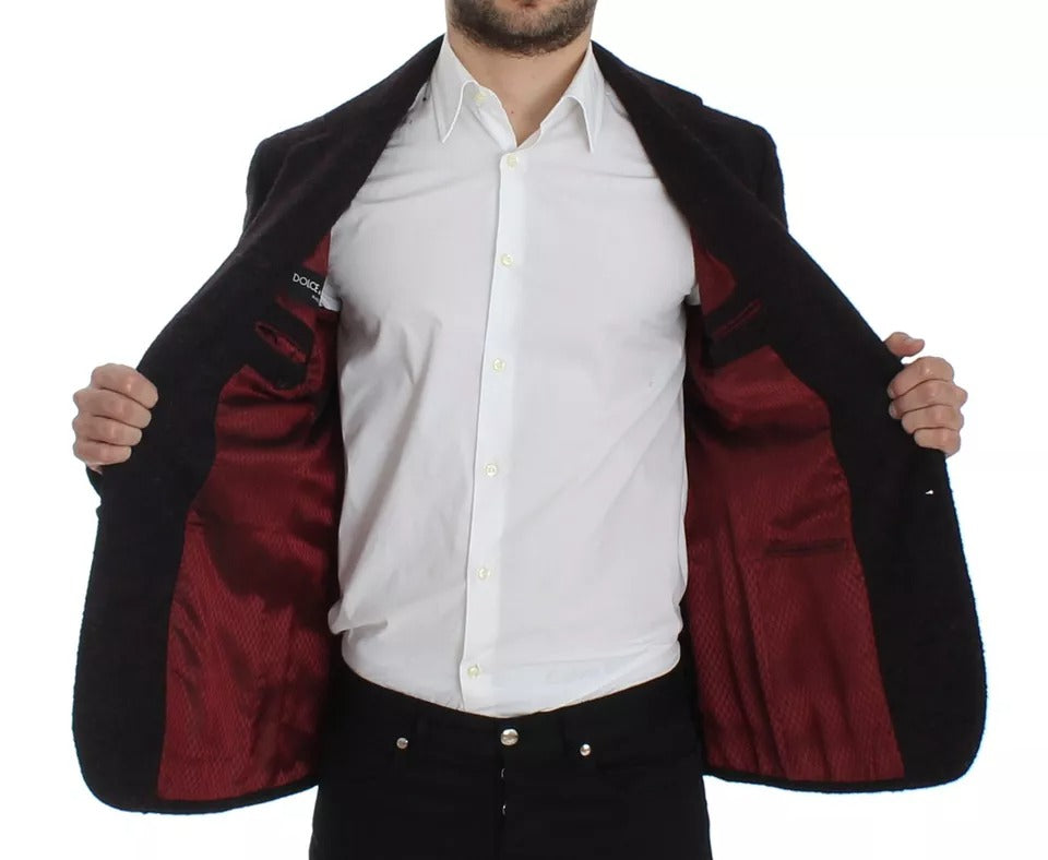 Dolce & Gabbana Bordeaux Alpaka Zwei-Knopf-Jacke Blazer