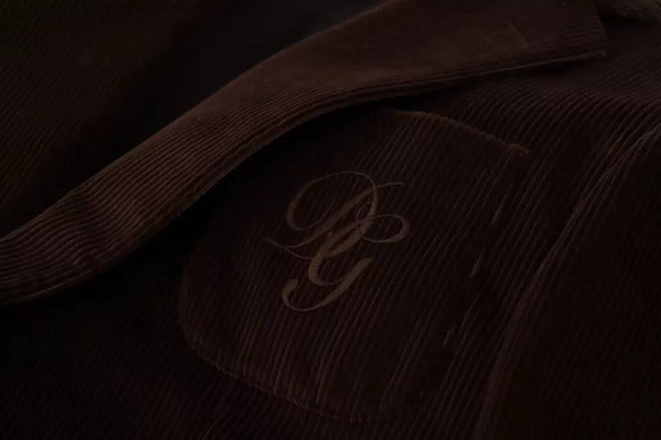 Dolce &amp; Gabbana Brown Corduroy Coat DG Logo Blazer