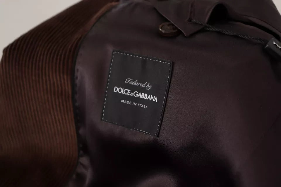 Dolce &amp; Gabbana Brown Corduroy Coat DG Logo Blazer
