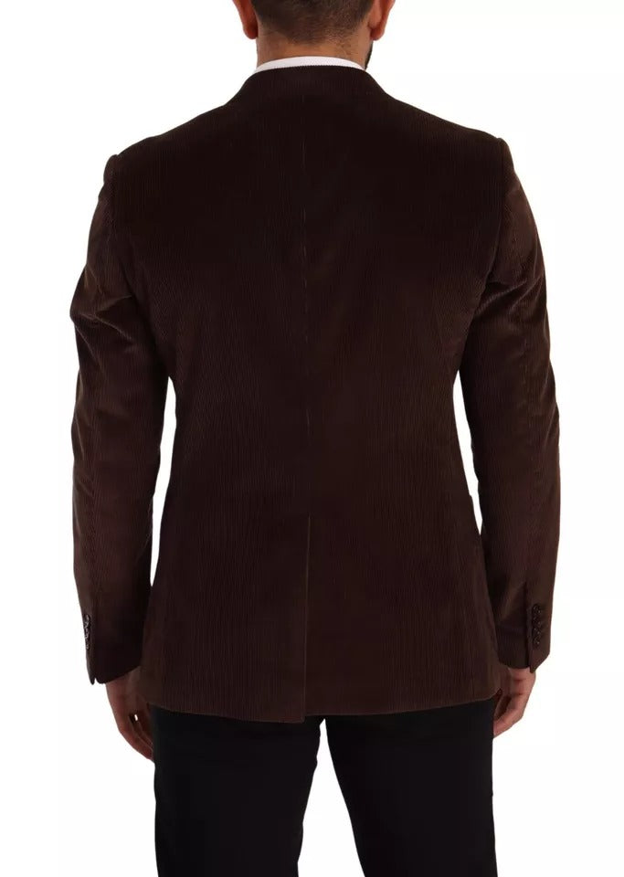 Dolce &amp; Gabbana Brown Corduroy Coat DG Logo Blazer