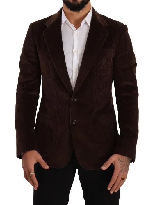 Dolce & Gabbana Brauner Kordmantel DG Logo Blazer