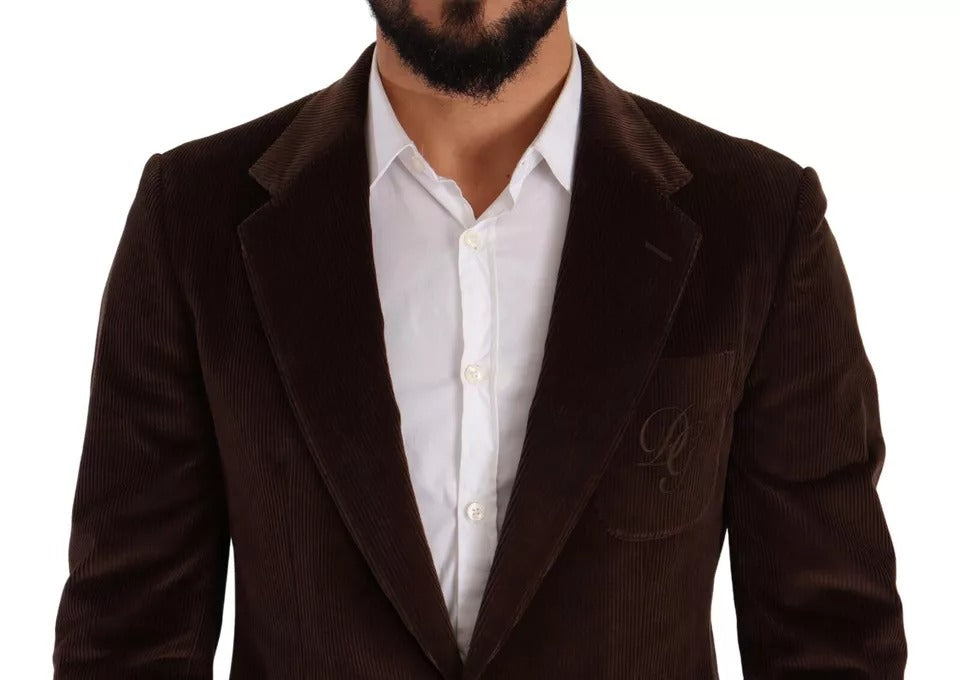 Dolce & Gabbana Brauner Kordmantel DG Logo Blazer