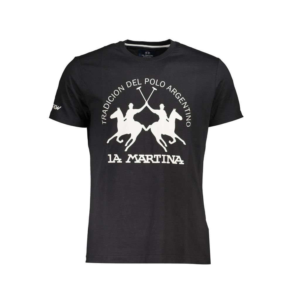 La Martina Schwarzes Baumwolle Männer T-Shirt