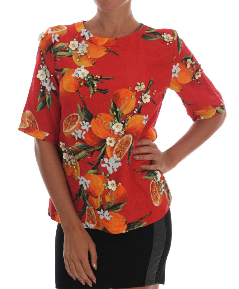 Dolce &amp; Gabbana Embellished floral print crepe blouse