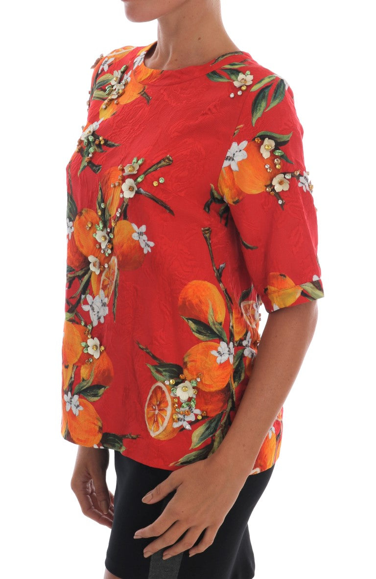 Dolce &amp; Gabbana Embellished floral print crepe blouse