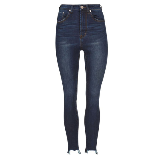 One Teaspoon Women's Dark Blue High Waist Cotton Skinny Jeans