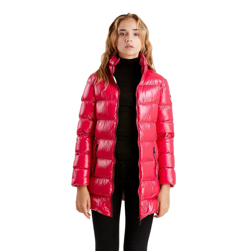 Refrigiwear Fuchsia schimmernde lange Daunenjacke