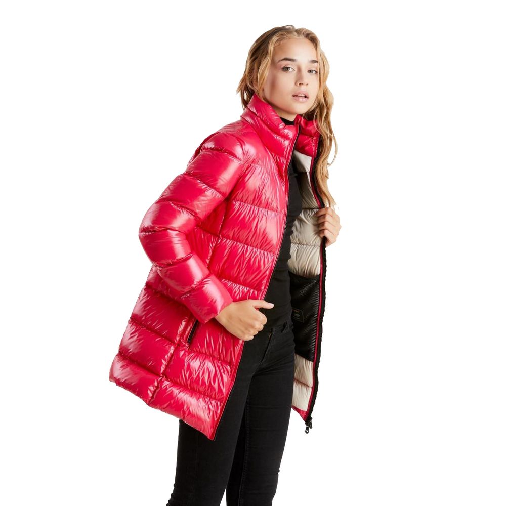 Refrigiwear Fuchsia schimmernde lange Daunenjacke