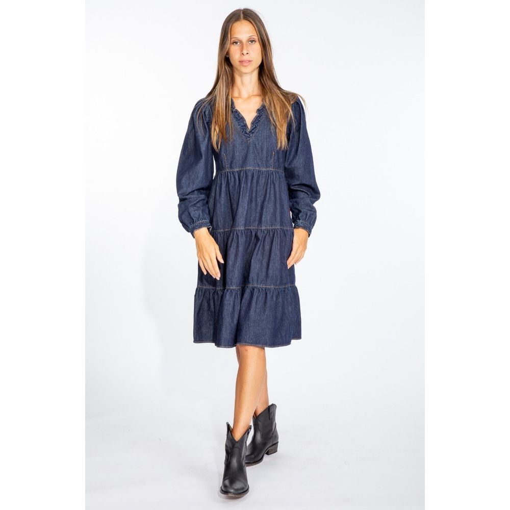 Love Moschino Schickes dunkelblaues Denim-Kleid mit Volants