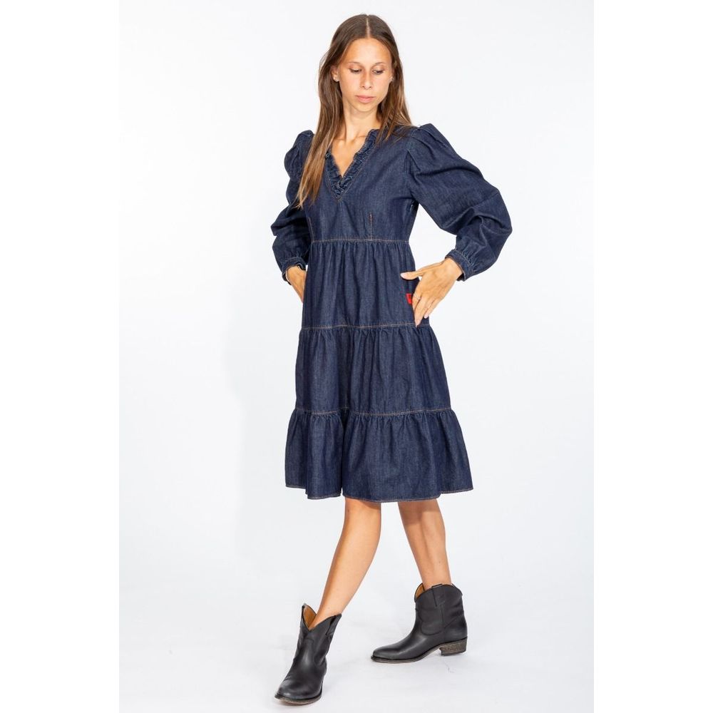 Love Moschino Schickes dunkelblaues Denim-Kleid mit Volants