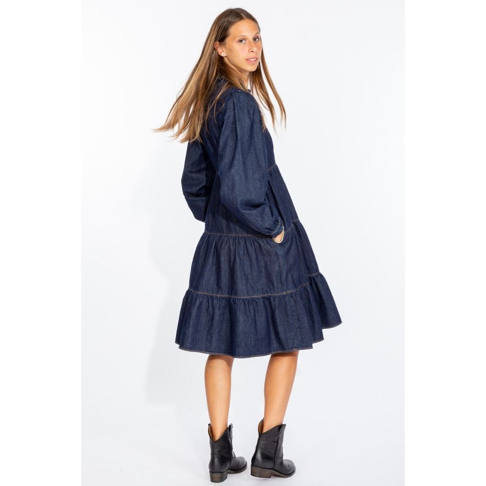 Love Moschino Schickes dunkelblaues Denim-Kleid mit Volants