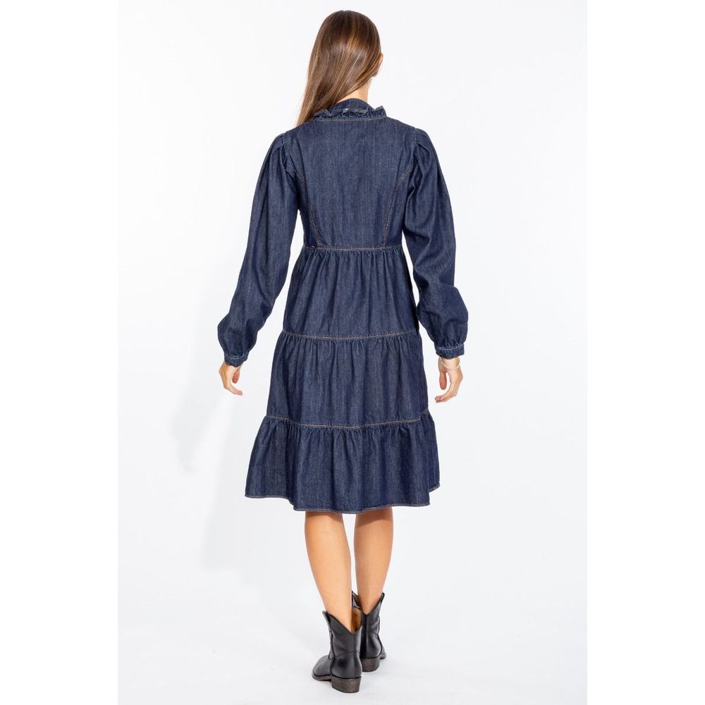 Love Moschino Schickes dunkelblaues Denim-Kleid mit Volants