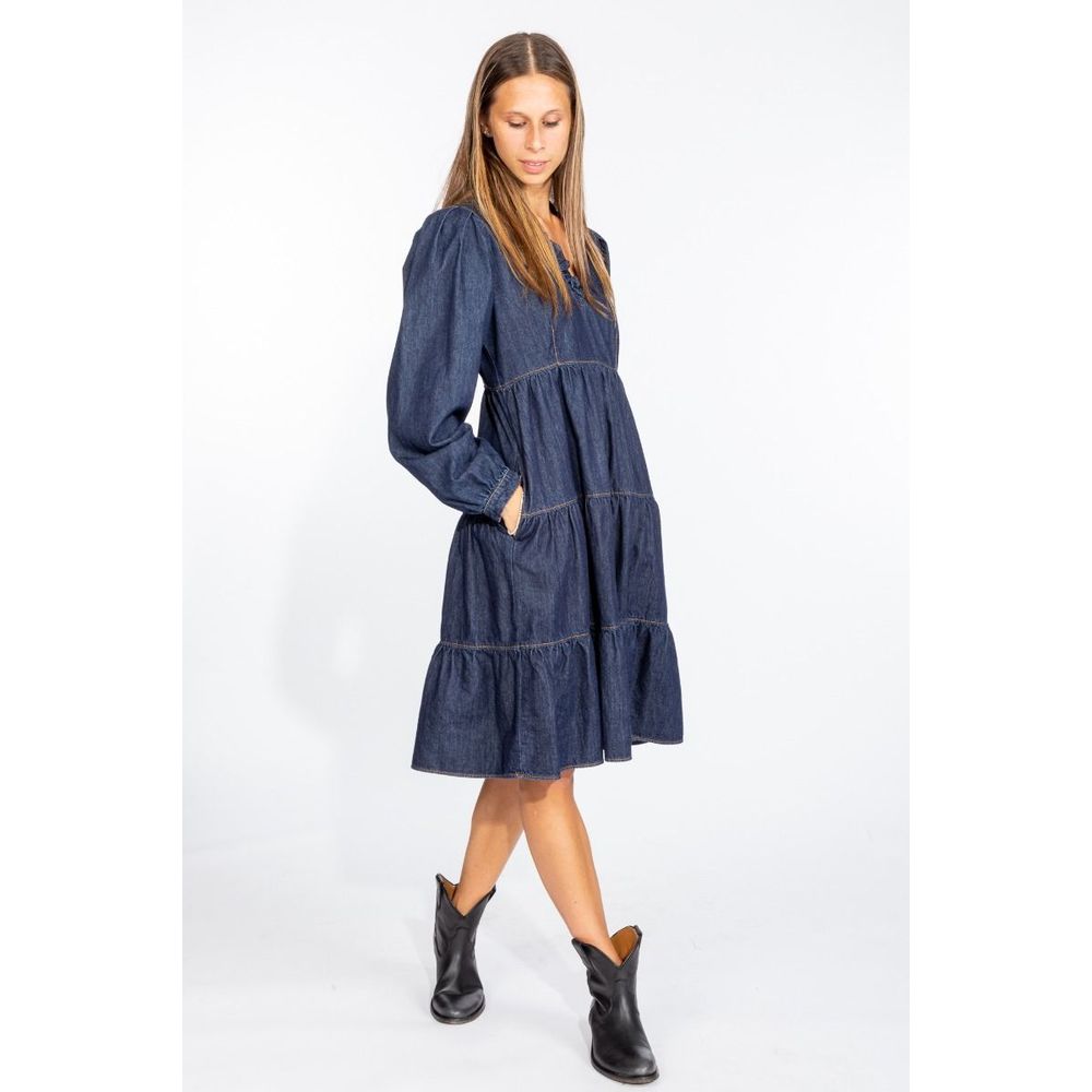 Love Moschino Schickes dunkelblaues Denim-Kleid mit Volants