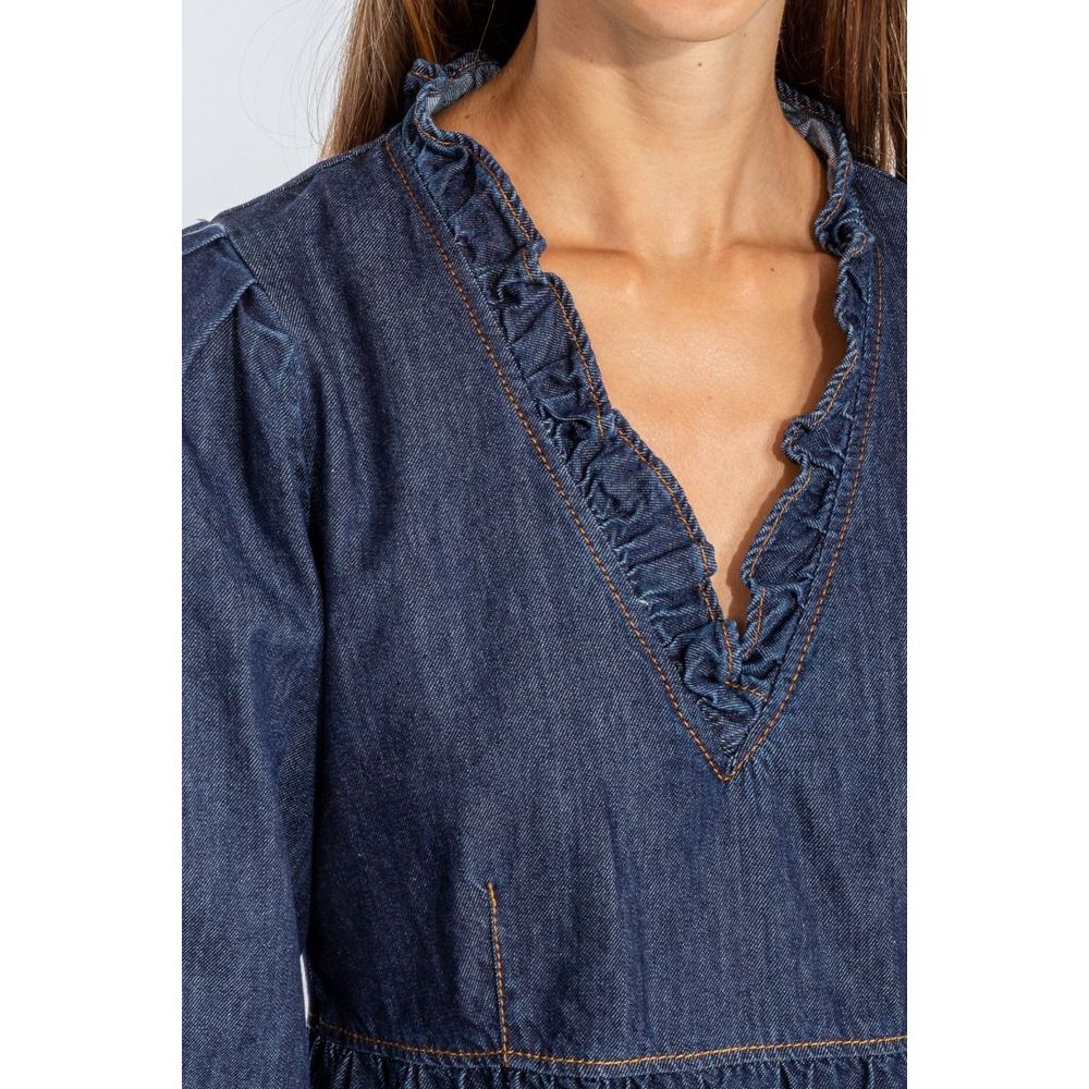 Love Moschino Schickes dunkelblaues Denim-Kleid mit Volants