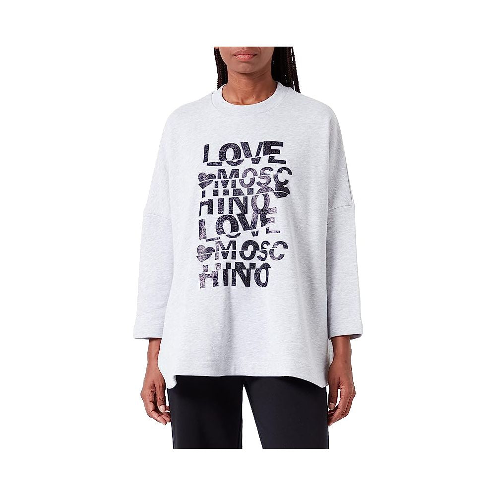 Love Moschino Grauer Baumwollpullover für Frauen