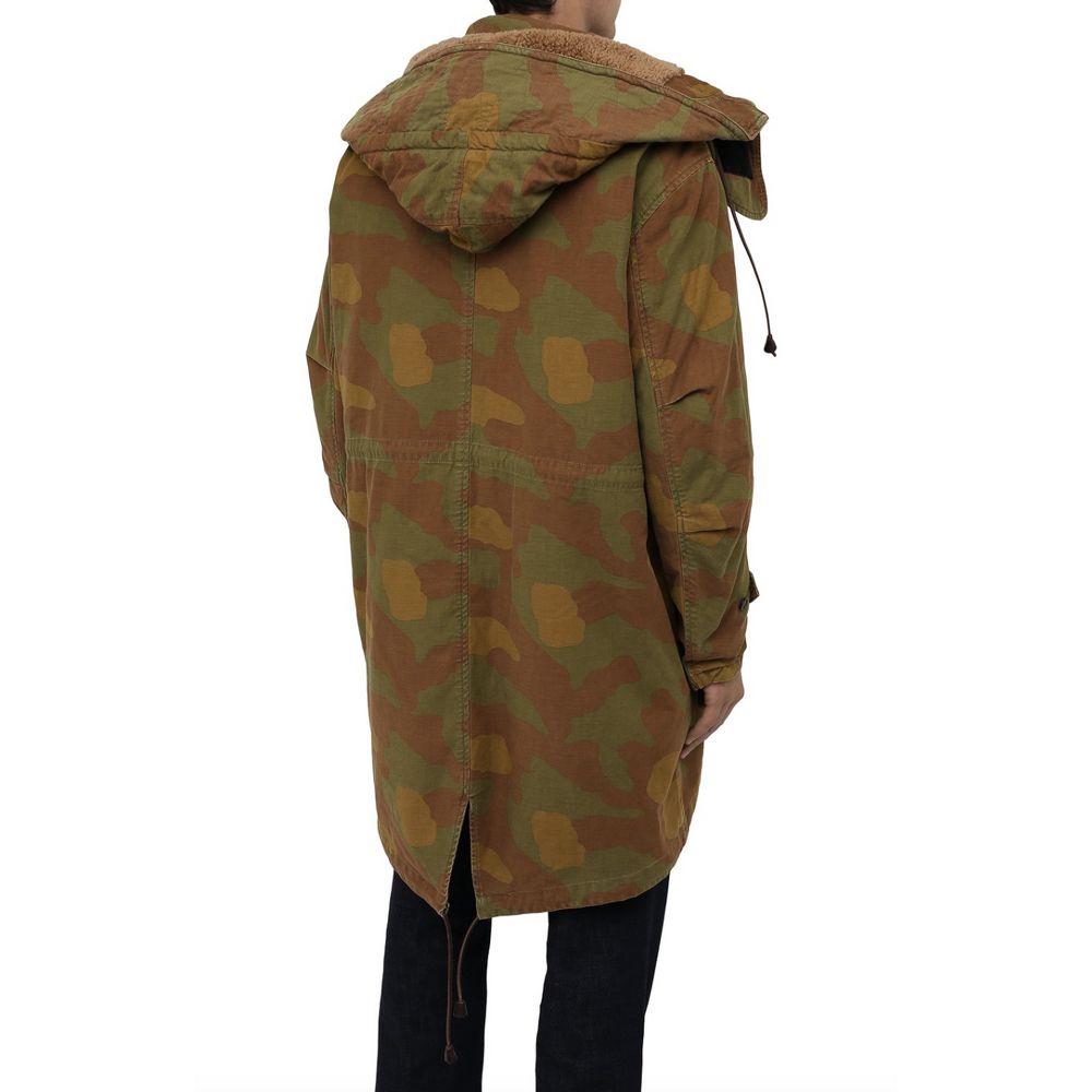 Dsquared² Camouflage Hooded Parka with Leather Accents