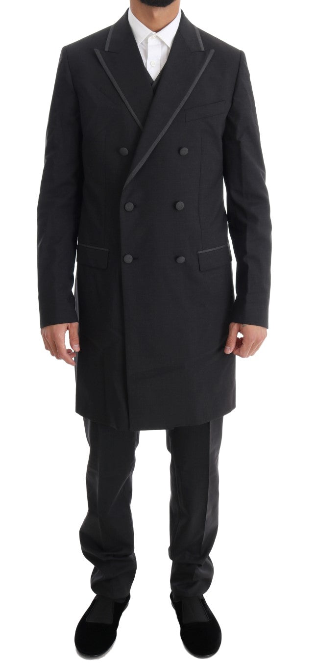 Dolce &amp; Gabbana Elegant gray double-breasted wool suit