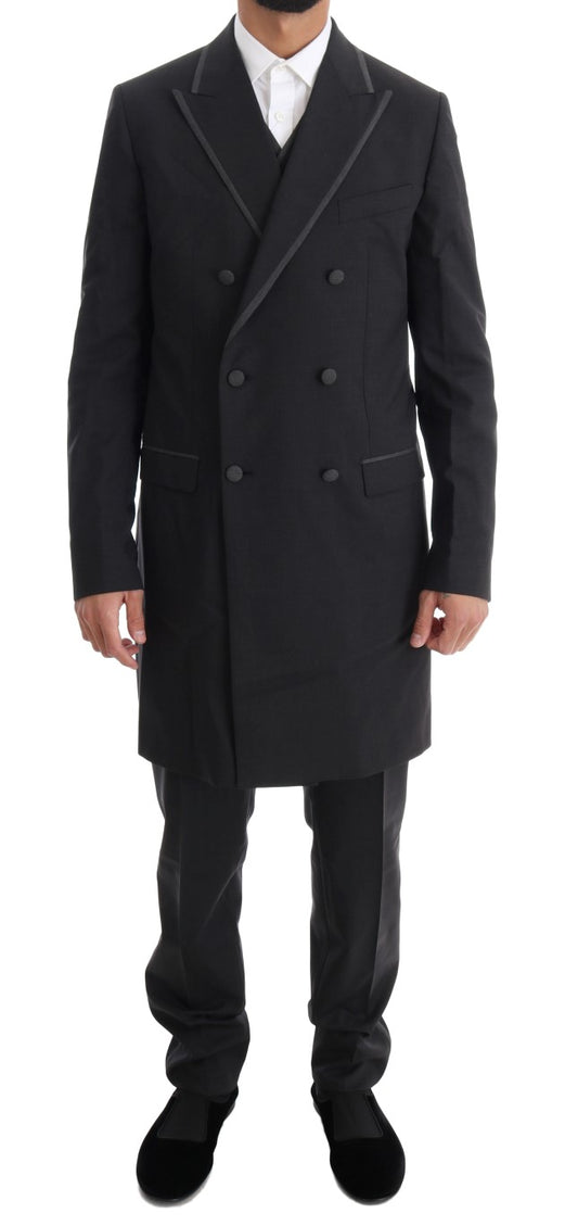 Dolce &amp; Gabbana Elegant gray double-breasted wool suit