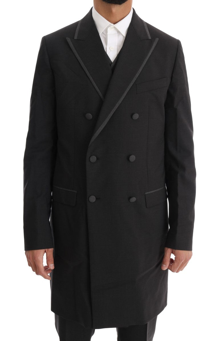 Dolce &amp; Gabbana Elegant gray double-breasted wool suit