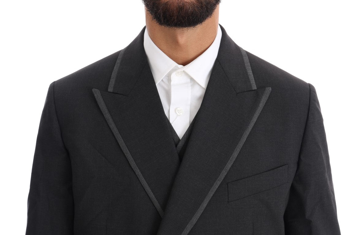 Dolce &amp; Gabbana Elegant gray double-breasted wool suit